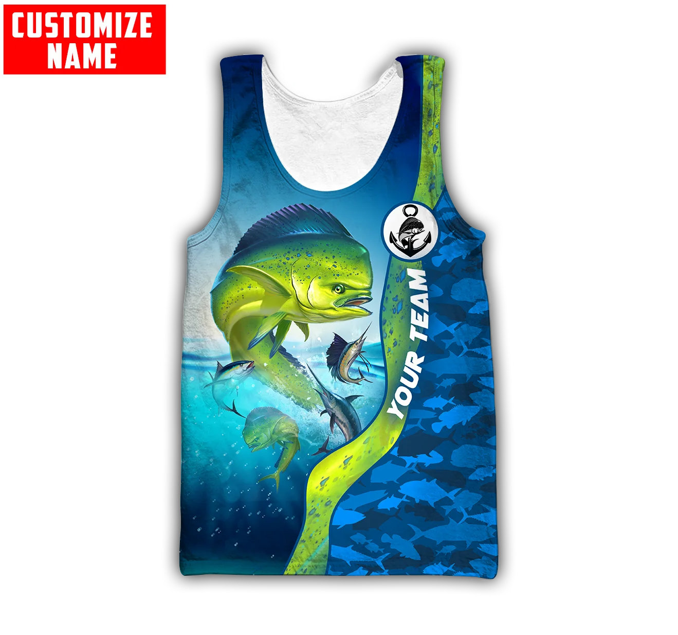 Fishing Vest - Custom Naam Mahi Mahi Vissen 3D